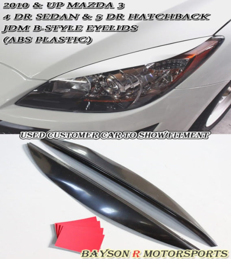 B Style Headlight Eyelids For 2010-2013 Mazda 3 - Bayson R Motorsports