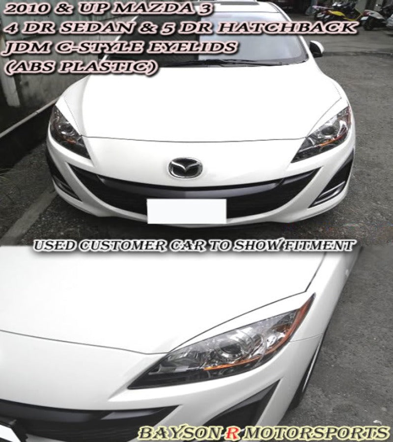 C Style Headlight Eyelids For 2010-2013 Mazda 3 - Bayson R Motorsports