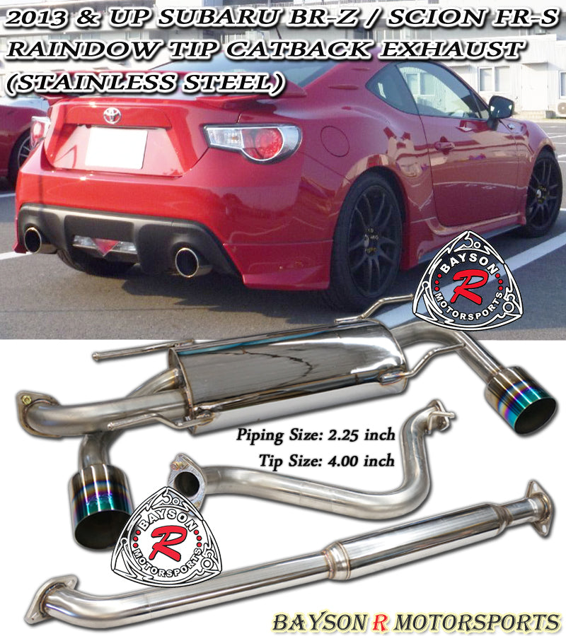 Rainbow Tip Catback Exhaust (Stainless Steel) For 2012-2016 Toyota FT86 / Scion FR-S / Subaru BRZ - Bayson R Motorsports