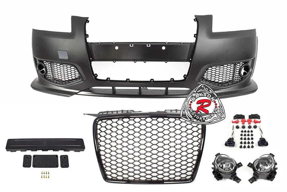 RS3 Style Front Bumper With Grille & Fog Lights For 2006-2008 Audi A3/S3 (8P)
