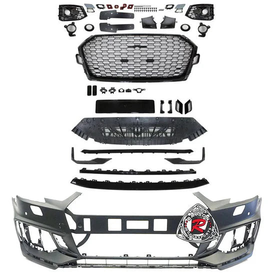 RS4-Style Front Bumper With Grille For 2017-2019 Audi A4 (B9)