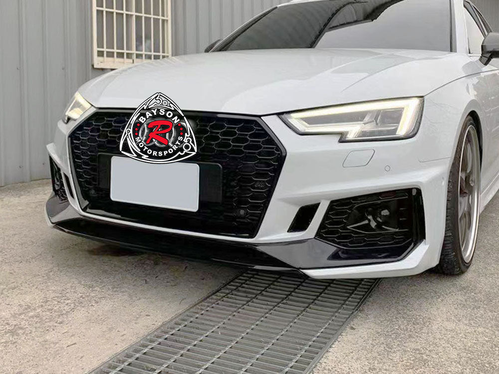 RS4-Style Front Bumper w/Grill For 2017-2019 Audi A4 B9