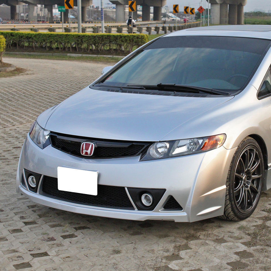 MU RR Style Front Bumper with Fog Lights For 2006-2011 Honda Civic (4Dr, USDM Only)