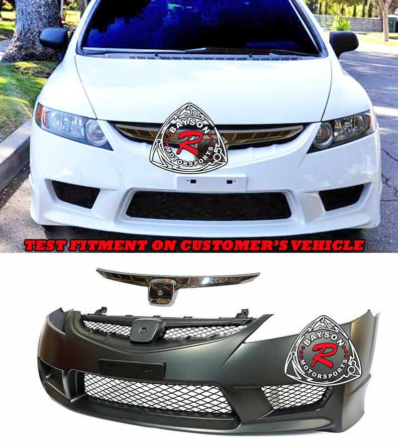 TR Style Front Bumper  For 2006-2011 Honda Civic 4 Dr - Bayson R Motorsports