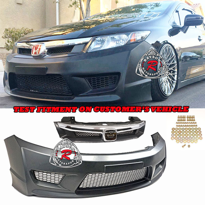 TR Style Front Bumper For 2012-2015 Honda Civic 4 Dr - Bayson R Motorsports