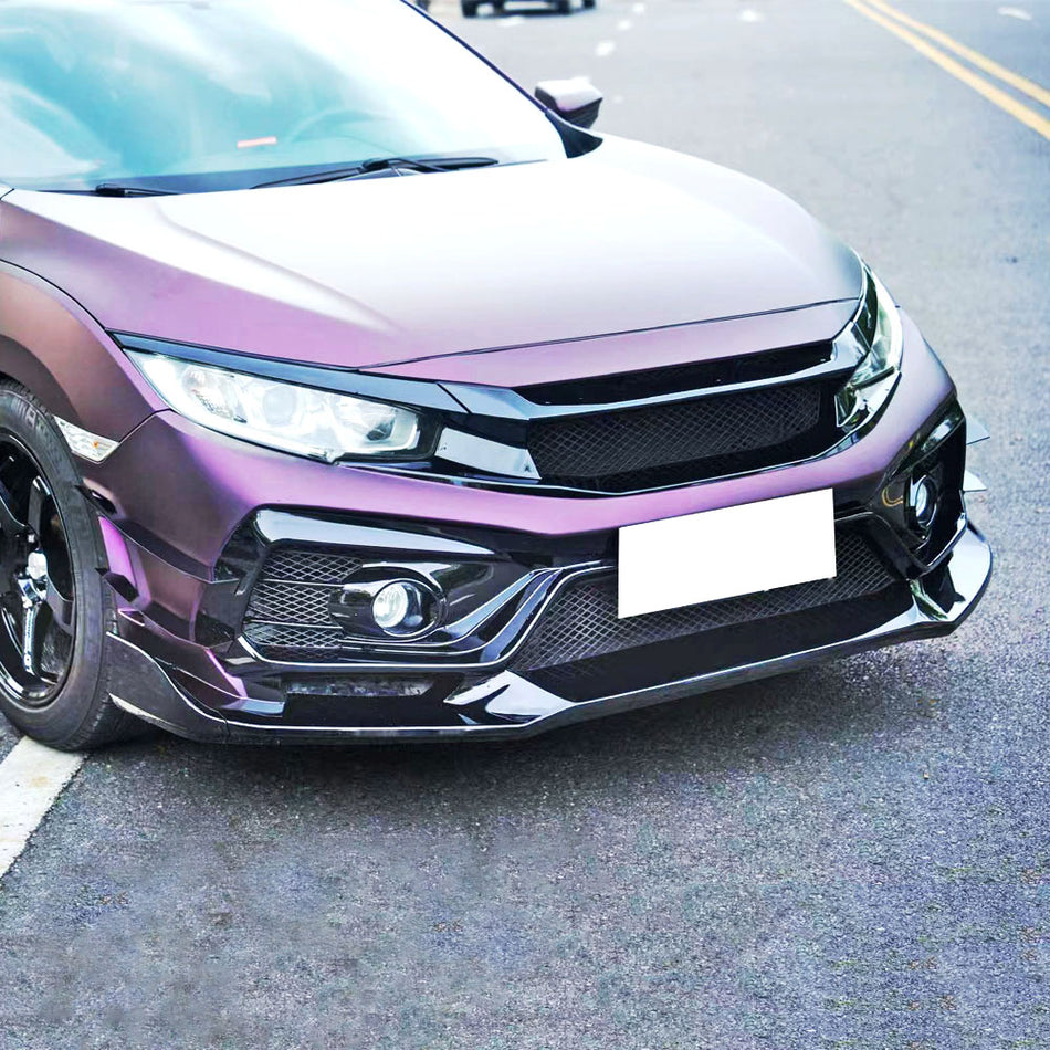 VR Style Front Bumper For 2016-2021 Honda Civic (Wont fit Type R FK8)