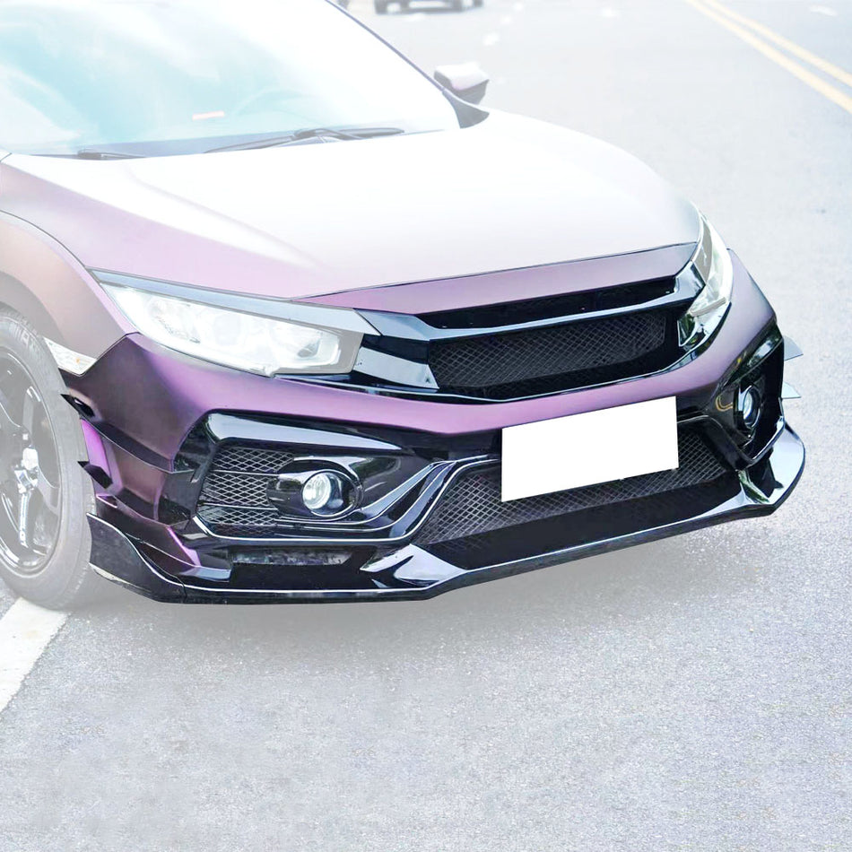 VR Style Front Bumper For 2016-2021 Honda Civic (Wont fit Type R FK8)