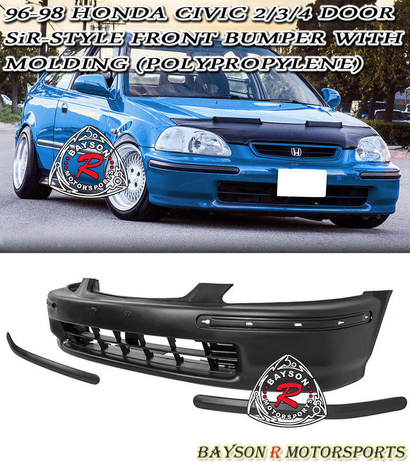 96-98 Honda Civic 2/3/4dr SiR-Style Front Bumper (Polypropylene) - Bayson R Motorsports