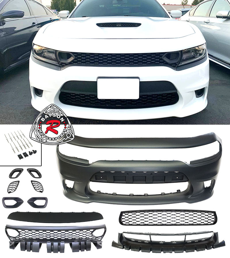 SRT8 Hellcat Style Front Bumper w/ Air Duct Grill For 2015-2022 Dodge Charger - Bayson R Motorsports