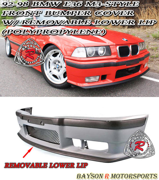 M3 Style Front Bumper w/ Removable Lower Lip For 1992-1999 BMW 3-Series E36 - Bayson R Motorsports