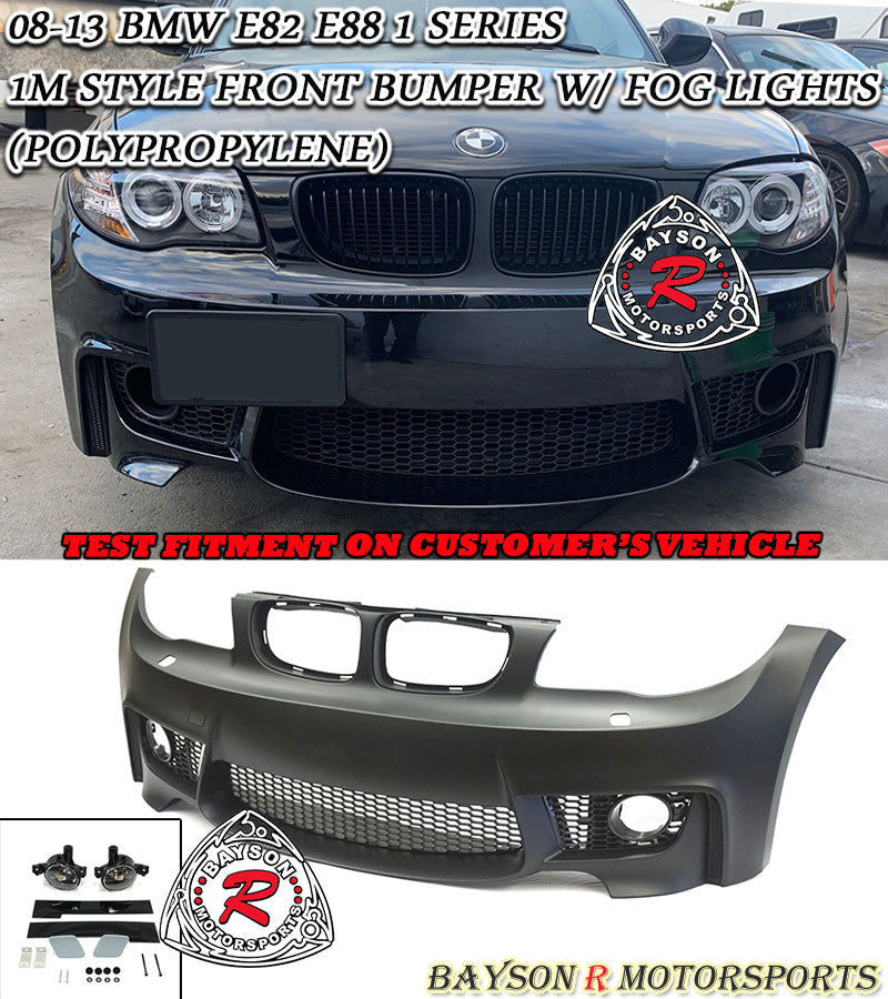 1M Style Front Bumper w/ Fog Lights For 2008-2013 BMW 1 Series E82 / E88 - Bayson R Motorsports