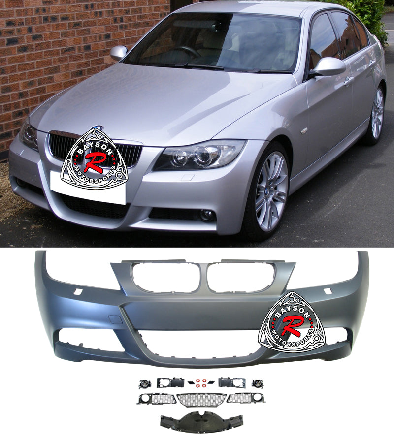 M-Tech Style Front Bumper w/ Fog Lights For 2006-2008 BMW 3-Series E90/E91 - Bayson R Motorsports