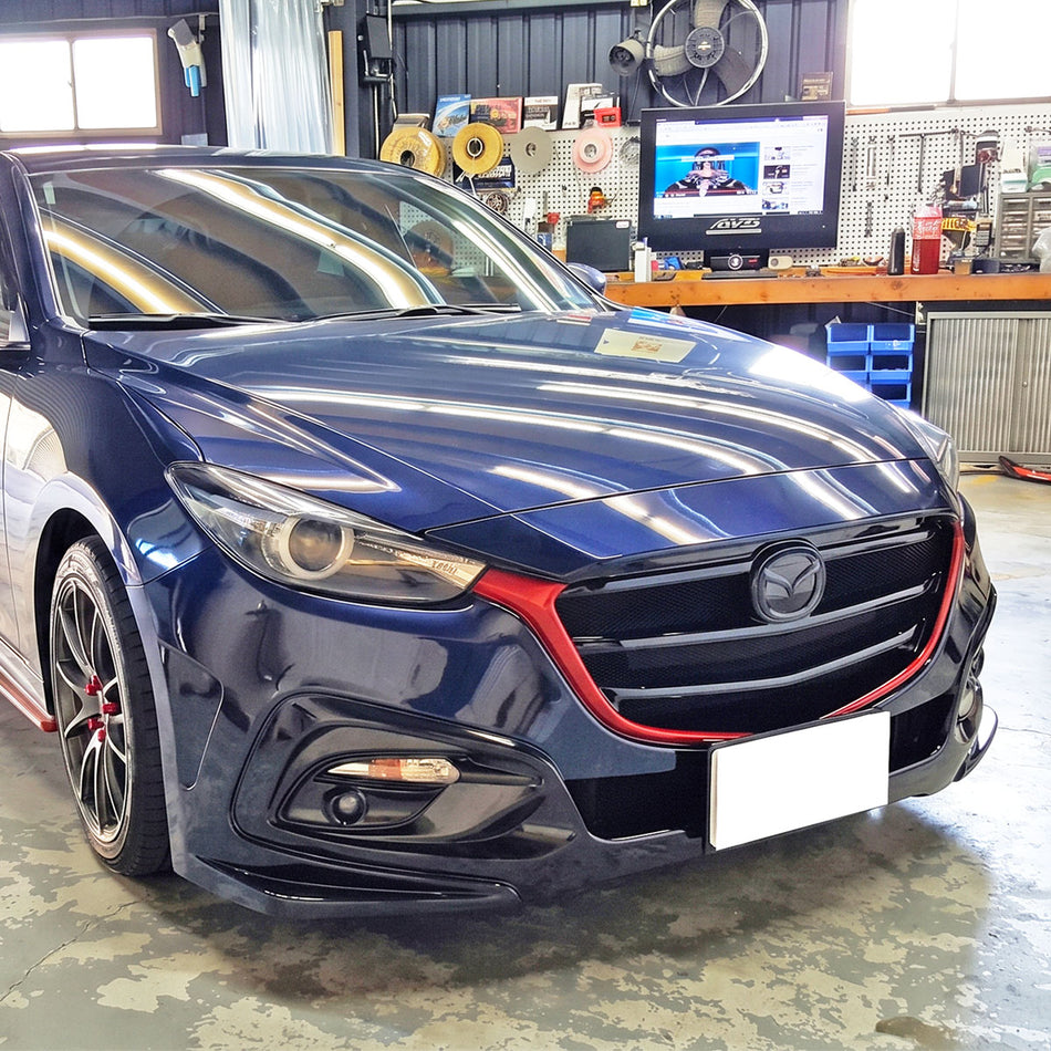 K Style Front Bumper For 2017-2018 Mazda-3 (4Dr/5Dr Hatchback)