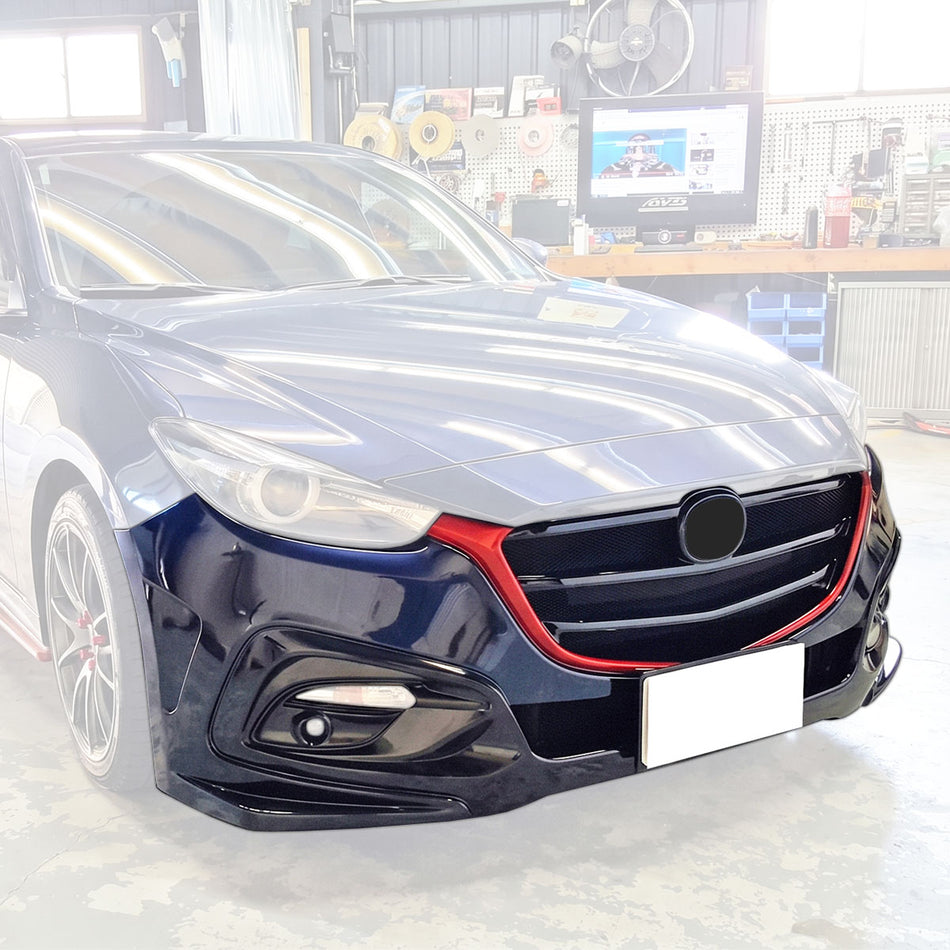 K Style Front Bumper For 2017-2018 Mazda-3 (4Dr/5Dr Hatchback)
