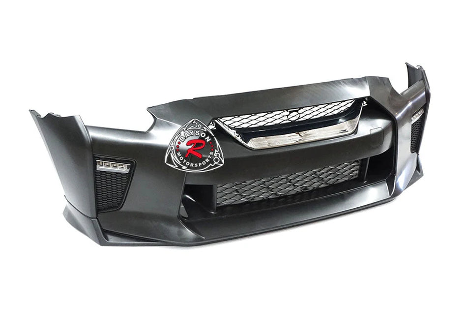 OE Style Front Bumper With DRL and Chrome Grille For 2009-2024 Nissan GTR (R35)