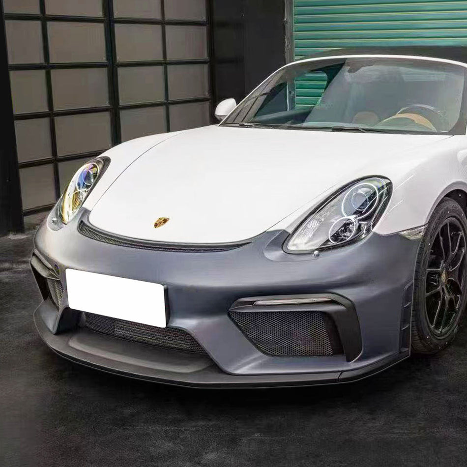 718 GT4 Style Front Bumper with DRL (Without Headlight Washer Holes) For 2013-2016 Porsche Cayman/Boxster (981)