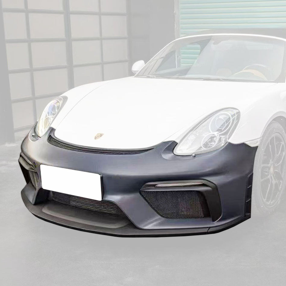 718 GT4 Style Front Bumper with DRL (Without Headlight Washer Holes) For 2013-2016 Porsche Cayman/Boxster (981)