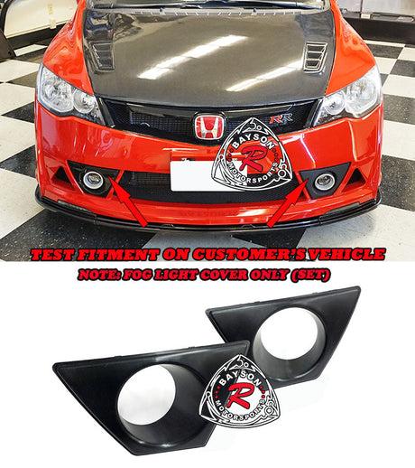 Foglight Covers For 2006-2011 Honda Civic / Acura CSX 4 Dr MU RR Style Front Bumper - Bayson R Motorsports