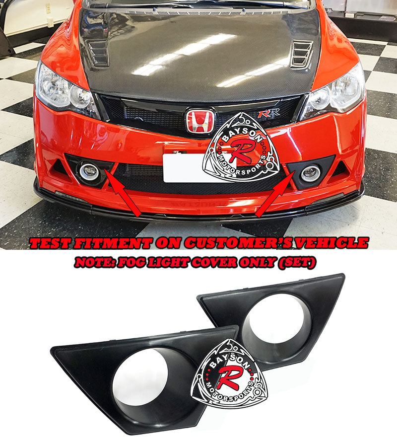 Foglight Covers For 2006-2011 Honda Civic / Acura CSX 4 Dr MU RR Style Front Bumper - Bayson R Motorsports