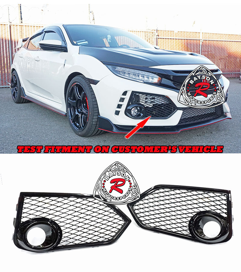 Open Mesh Fog Light Cover (Gloss Black) For 2017-2021 Honda Civic Type-R FK8 ONLY - Bayson R Motorsports