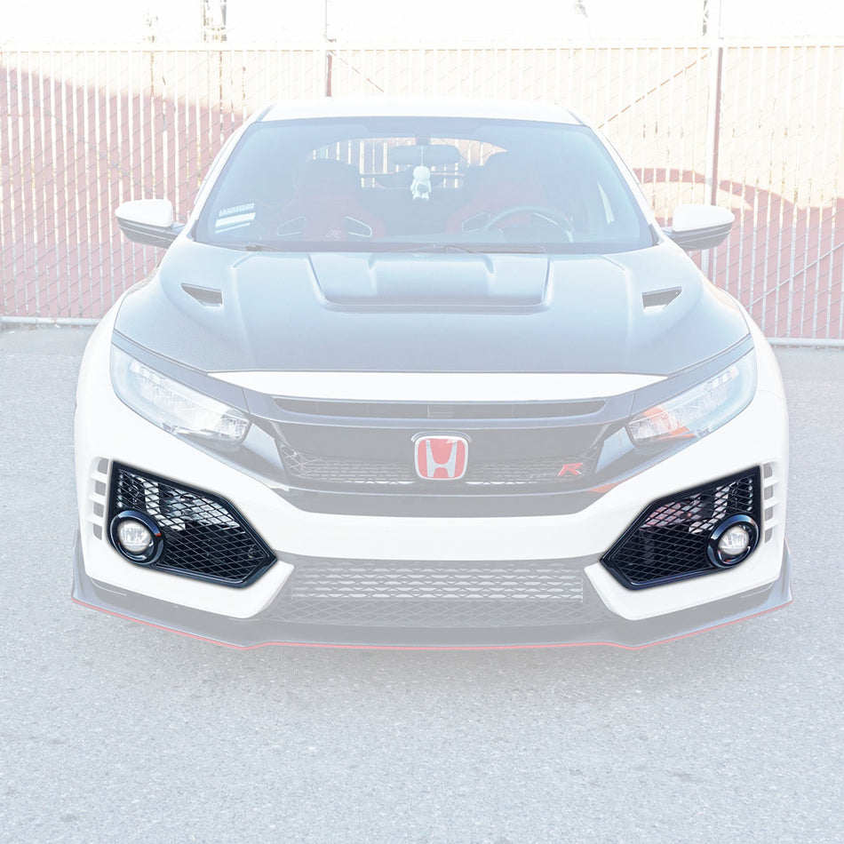 Open Mesh Fog Light Covers (Gloss Black) For 2017-2021 Honda Civic Type R (FK8)