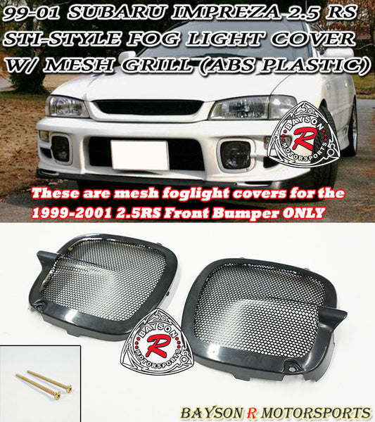STi Style Foglight Covers w/ Mesh Grille Fro 1999-2001 Subaru Impreza 2.5 RS - Bayson R Motorsports