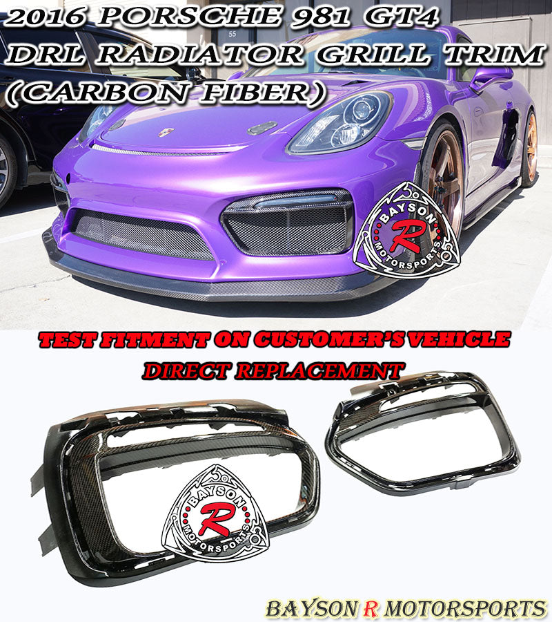 DRL Radiator Grille Trim (Carbon Fiber) For 2016 Porsche Cayman GT4 / Boxster Spyder (981) - Bayson R Motorsports