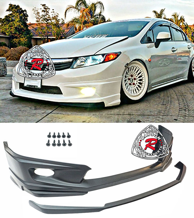 MU Style Front Lip w/ Carbon Look Insert For 2012 Honda Civic 4Dr - Bayson R Motorsports
