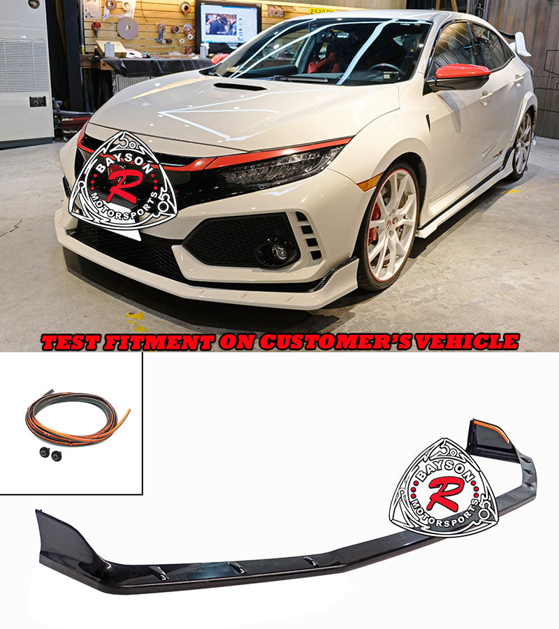 MU Style Front Lip (ABS Plastic) For 2017-2021 Honda Civic Type R FK8 ONLY - Bayson R Motorsports