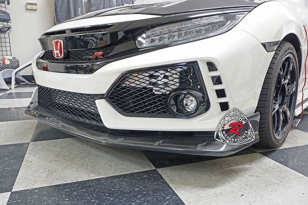 Bayson R Front Lip Honda Civic Type-R FK8 Front Lip (2017-2021) Carbon Fiber MU Style ...