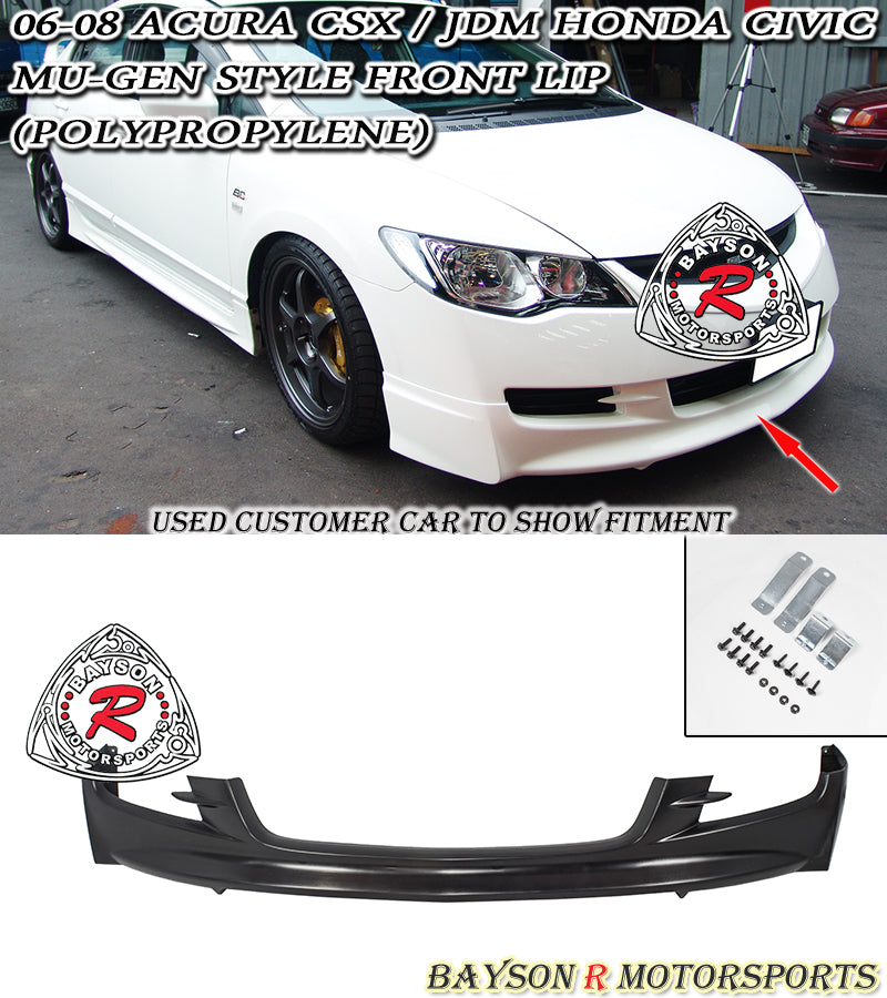 MU Style Front Lip For 2006-2008 Honda Civic 4Dr (JDM) - Bayson R Motorsports