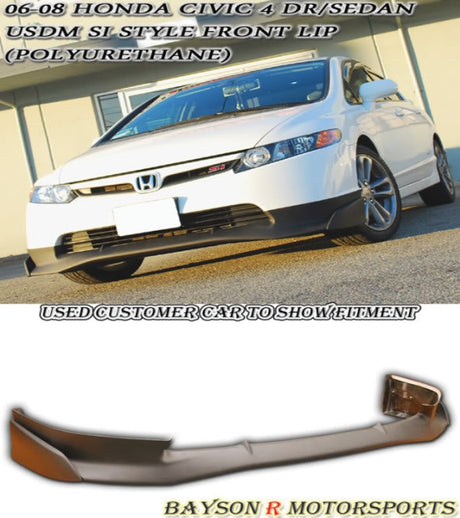 MUSI Style Front Lip For 2006-2008 Honda Civic 4Dr - Bayson R Motorsports