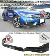 B Style Front Lip For 2016-2018 Honda Civic 2Dr / 4Dr - Bayson R Motorsports