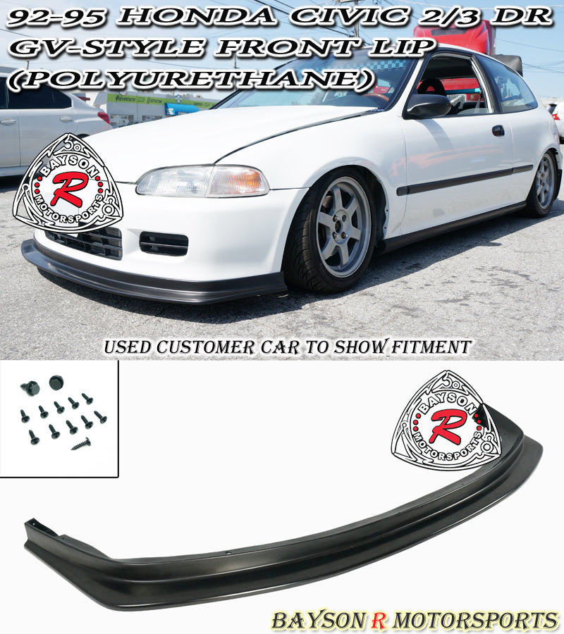 Sasaonsale Polyurethane Front Bumper Lip Spoiler – For 92-95 Honda Civic 2dr/3dr DX EX – SPN2 Style, Unpainted Black