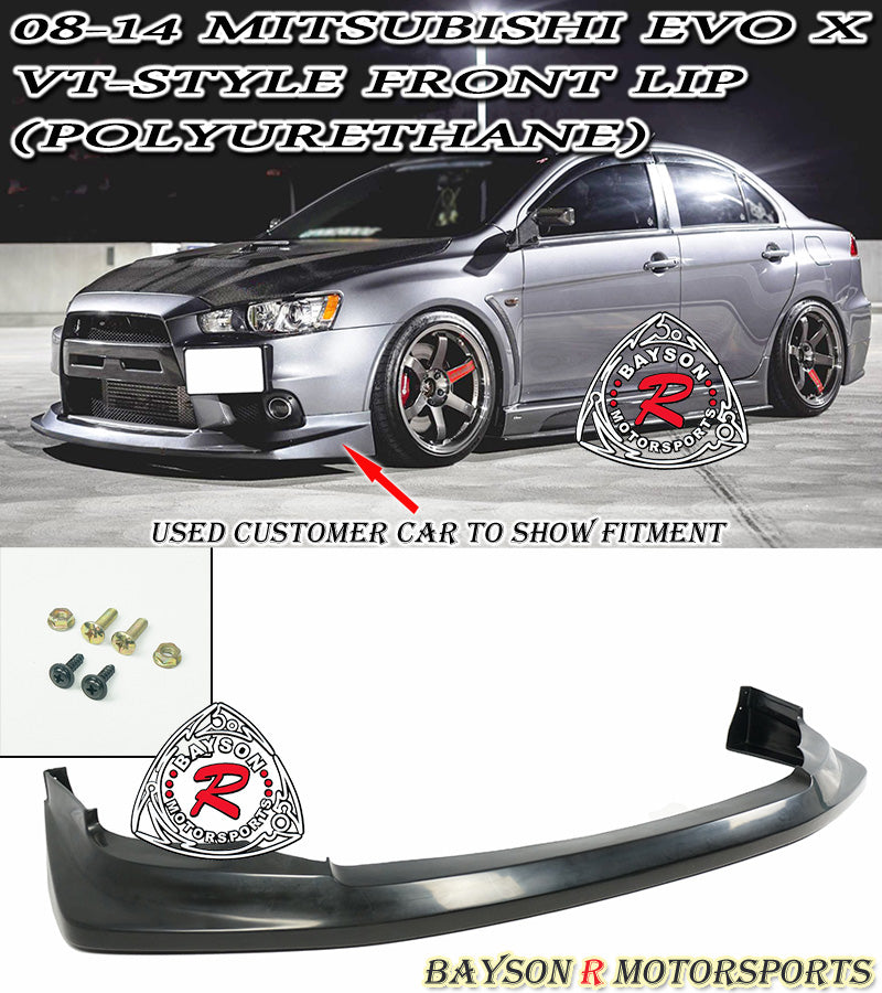 VT Style Front Lip For 2008-2015 Mitsubishi Evolution 10 - Bayson R Motorsports