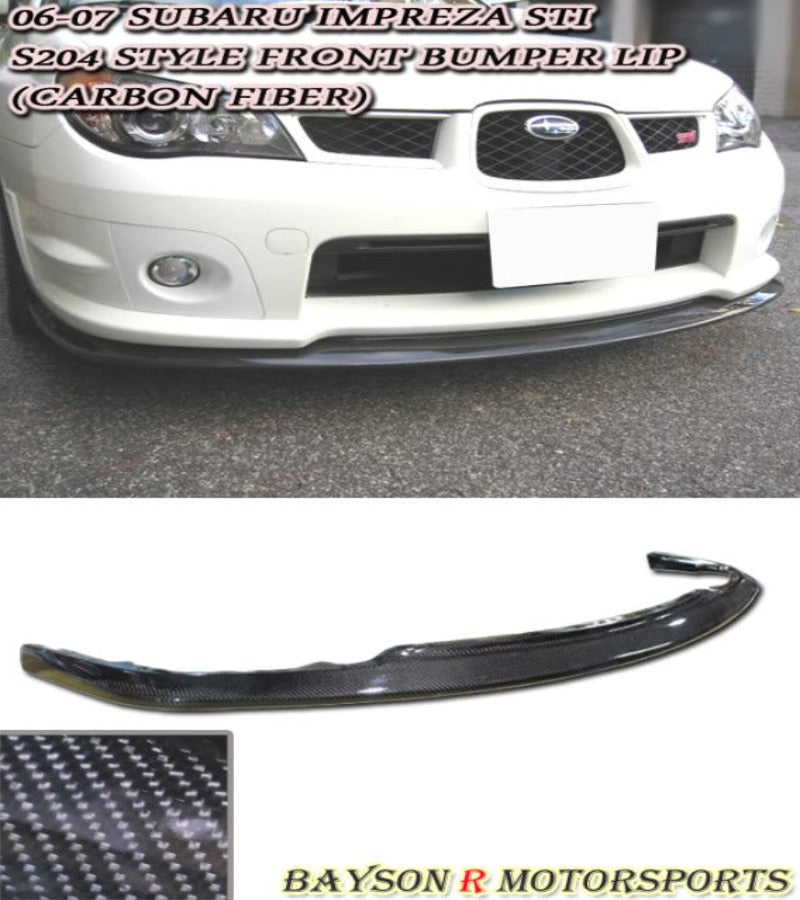 S204 Style Front Lip (Carbon Fiber) For 2006-2007 Subaru Impreza WRX STi - Bayson R Motorsports