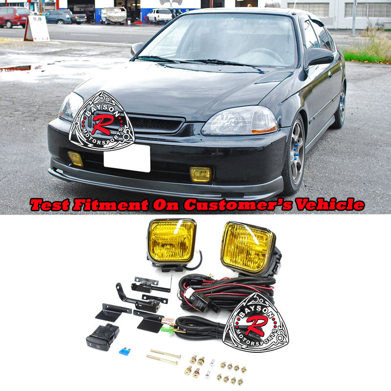 Fog Lights Kit (Yellow) For 1996-1998 Honda Civic (2Dr Coupe/3Dr Hatchback/4Dr Sedan)