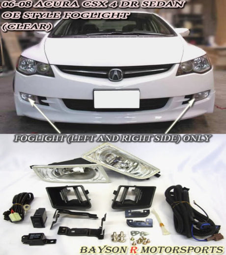 Foglights Kit For 2006-2008 Honda Civic (JDM Spec) / Acura CSX 4Dr - Bayson R Motorsports