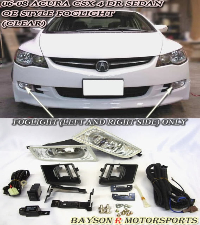 Foglights Kit For 2006-2008 Honda Civic (JDM Spec) / Acura CSX 4Dr - Bayson R Motorsports