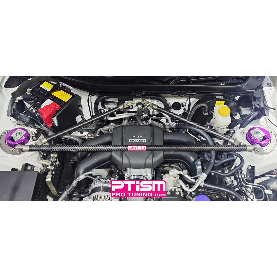 PTISM Front Strut Tower Bar (Dry Carbon Fiber - Matte) For 2022-2026 Subaru BRZ/Toyota GR86
