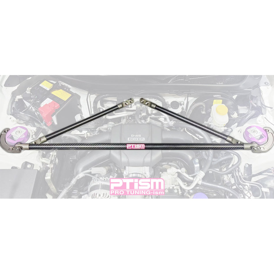 PTISM Front Strut Tower Bar (Dry Carbon Fiber - Matte) For 2022-2026 Subaru BRZ/Toyota GR86