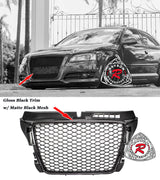 RS3 Style Front Grille (Black) For 2009-2013 Audi A3 S3 (8P) - Bayson R Motorsports