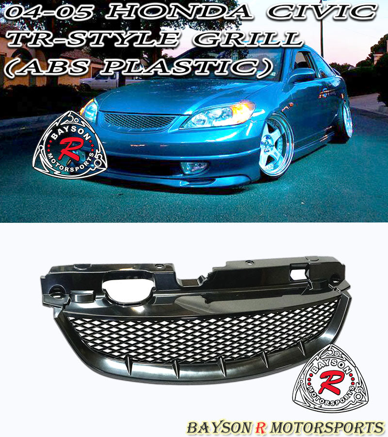 TR Style Front Grille For 2004-2005 Honda Civic - Bayson R Motorsports