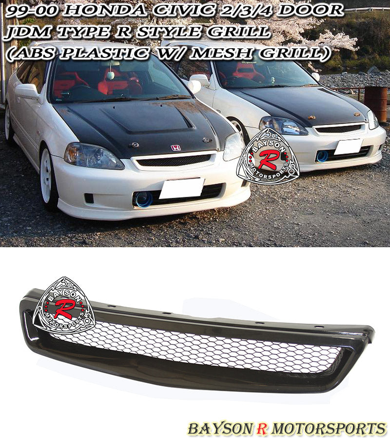 TR Style Front Grille With Mesh For 1999-2000 Honda Civic - Bayson R Motorsports