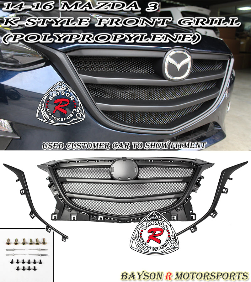 K Style Front Grille For 2014-2016 Mazda 3 - Bayson R Motorsports