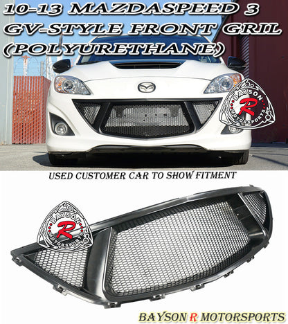 GV Style Front Grille For 2010-2013 Mazdaspeed3 (w/ Lower Trim) - Bayson R Motorsports