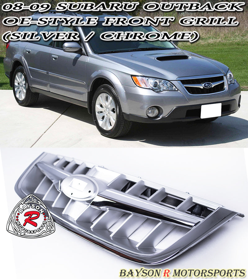 OE Style Front Grille (Silver) For 2008-2009 Subaru Outback - Bayson R Motorsports