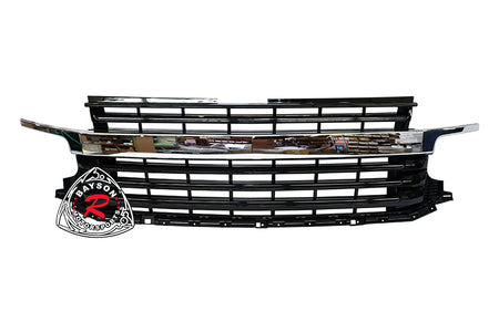 Badge-less Grille (Gloss Black with Mid Bar Chrome) For 2021-2022 Chevrolet Tahoe & Suburban - Bayson R Motorsports