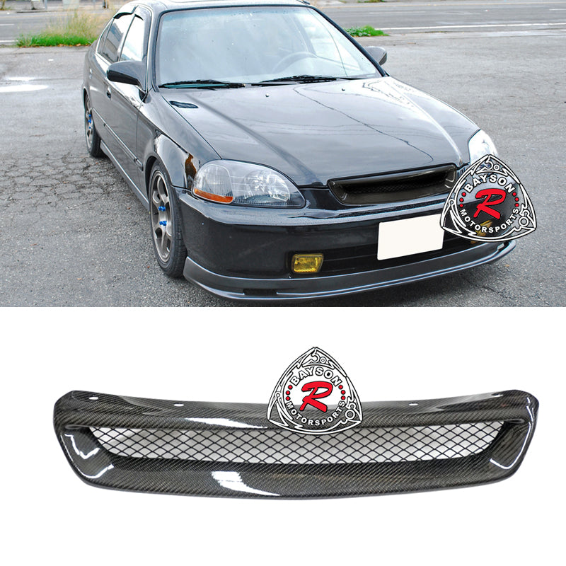 TR Style Front Grille (Carbon Fiber) For 1996-1998 Honda Civic  (2Dr Coupe/3Dr Hatchback/4Dr Sedan)