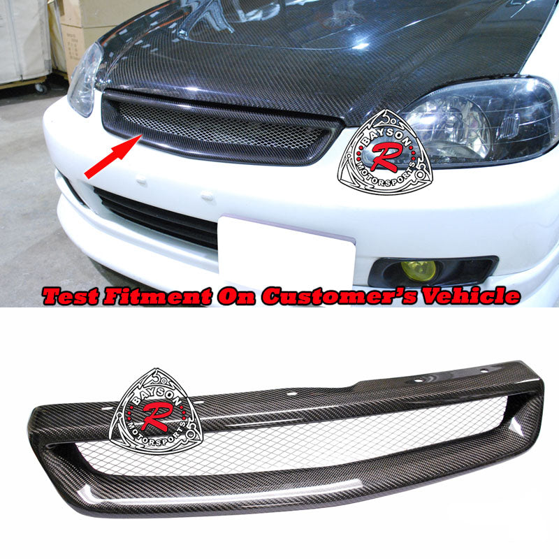 TR Style Front Grille With Mesh (Carbon Fiber) For 1999-2000 Honda Civic